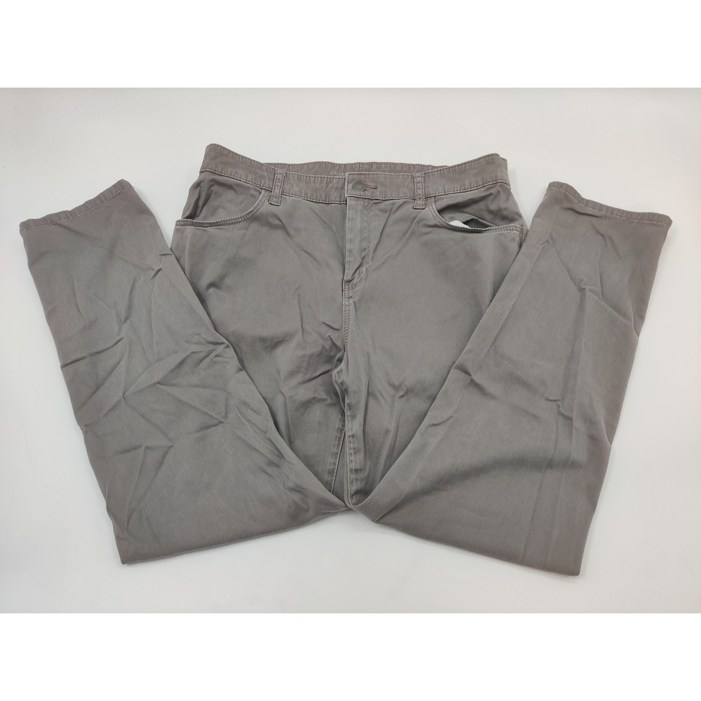 Chicos Girlfriend Slim Leg Ankle Pants Gray Taupe‎ Size 1.5 Cotton Blend Stretch